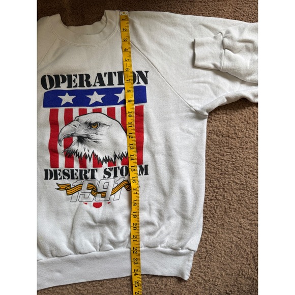 ONEITA Sweatshirt Mens Large White Operation Desert Storm Eagle Graphic Crewneck - Picture 7 of 8